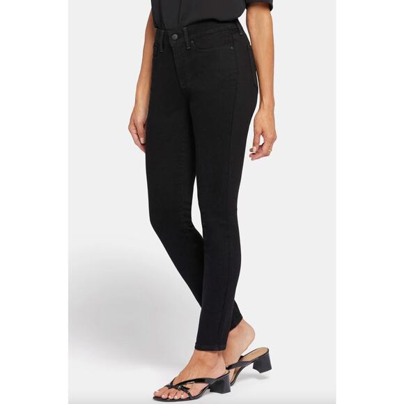 NYDJ Ami Skinny Jean Faded Black Wash Sz 8 Stretch Denim Mid Rise Ankle Casual - Picture 1 of 7
